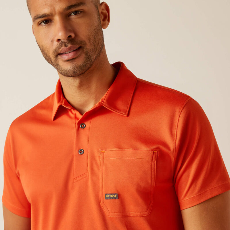 Ariat Men's Rebar Foreman Polo Shirt - Orange Rust