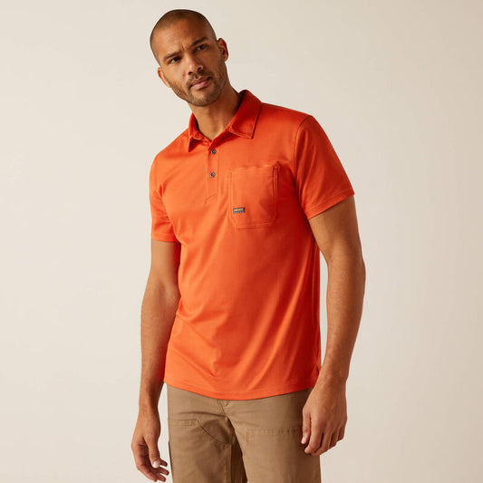 Ariat Men's Rebar Foreman Polo Shirt - Orange Rust