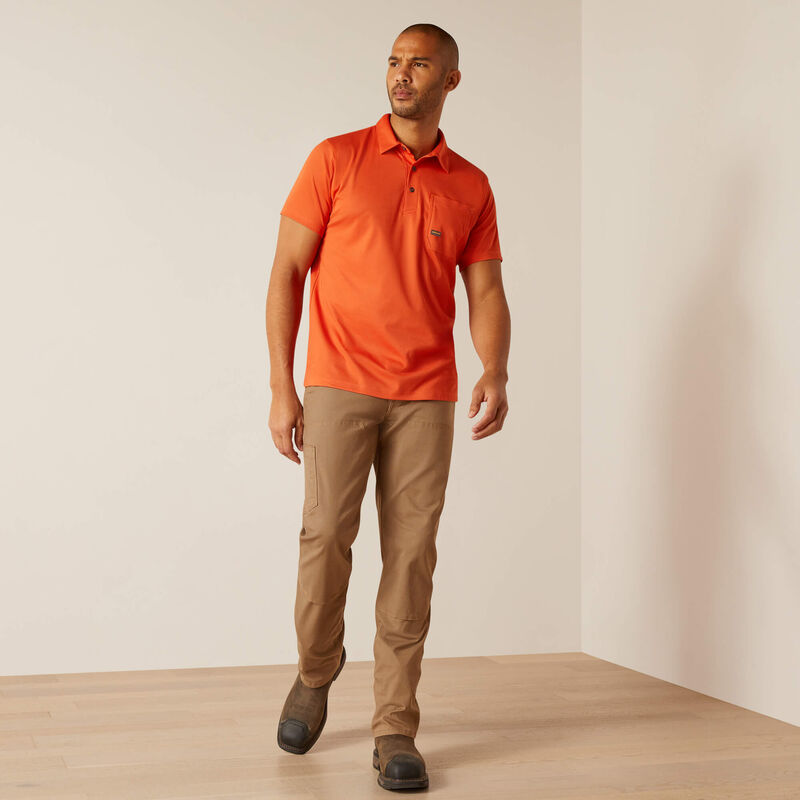 Ariat Men's Rebar Foreman Polo Shirt - Orange Rust
