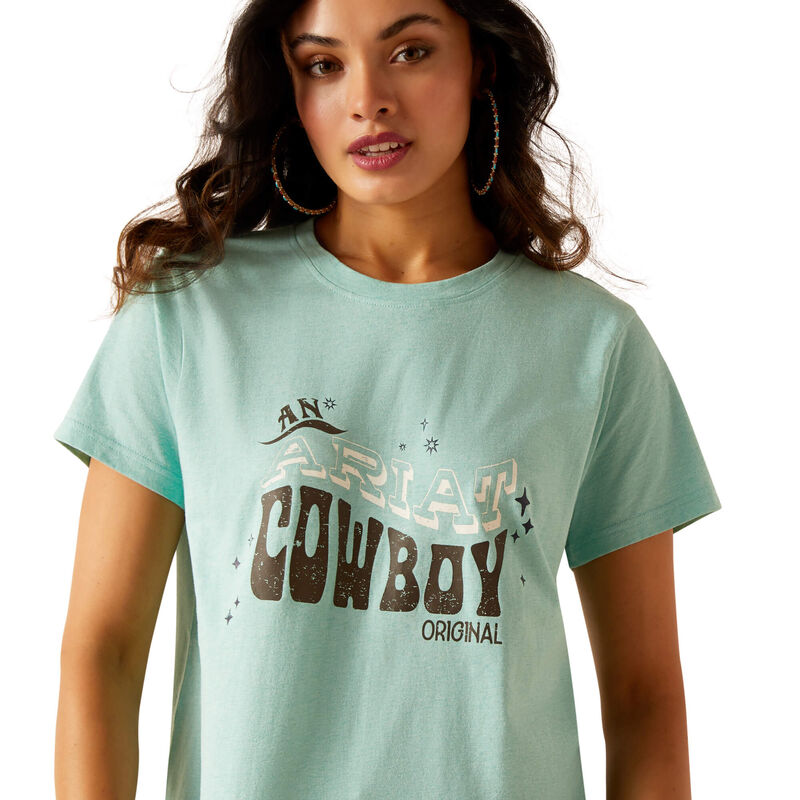 Ariat Women's Cowboy Short Sleeve T-Shirt - Aqua Heather