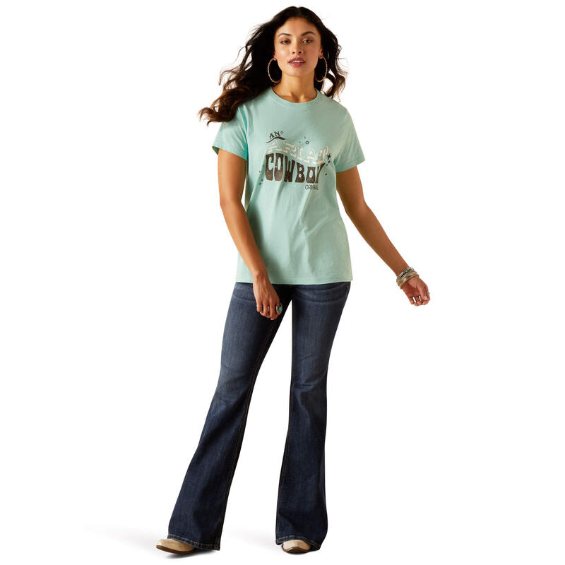 Ariat Women's Cowboy Short Sleeve T-Shirt - Aqua Heather