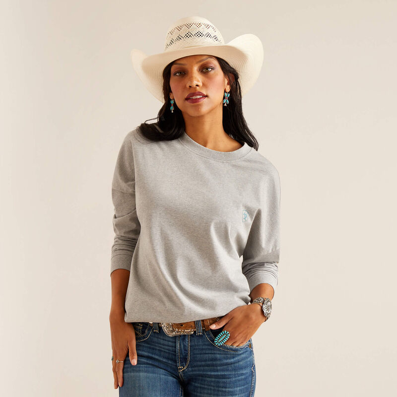 Ariat Women's Fun Farm Oversized Short Sleeve T-Shirt - Heather Grey
