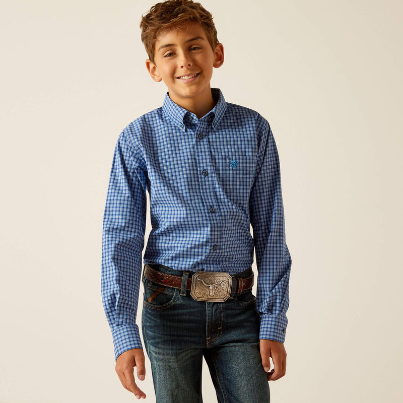 Ariat Boy's Pro Perrin Long Sleeve Shirt - Blue