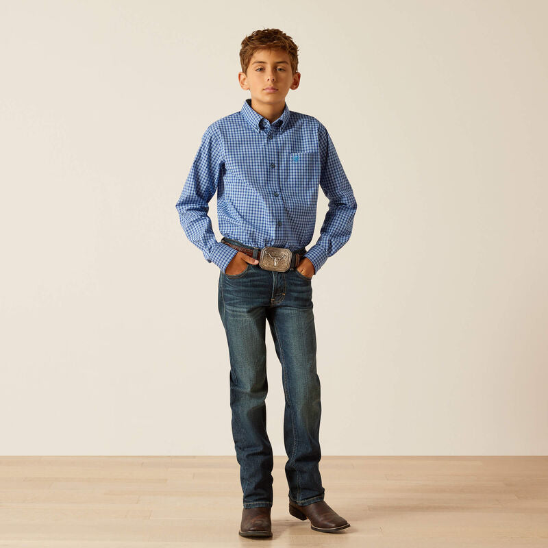 Ariat Boy's Pro Perrin Long Sleeve Shirt - Blue