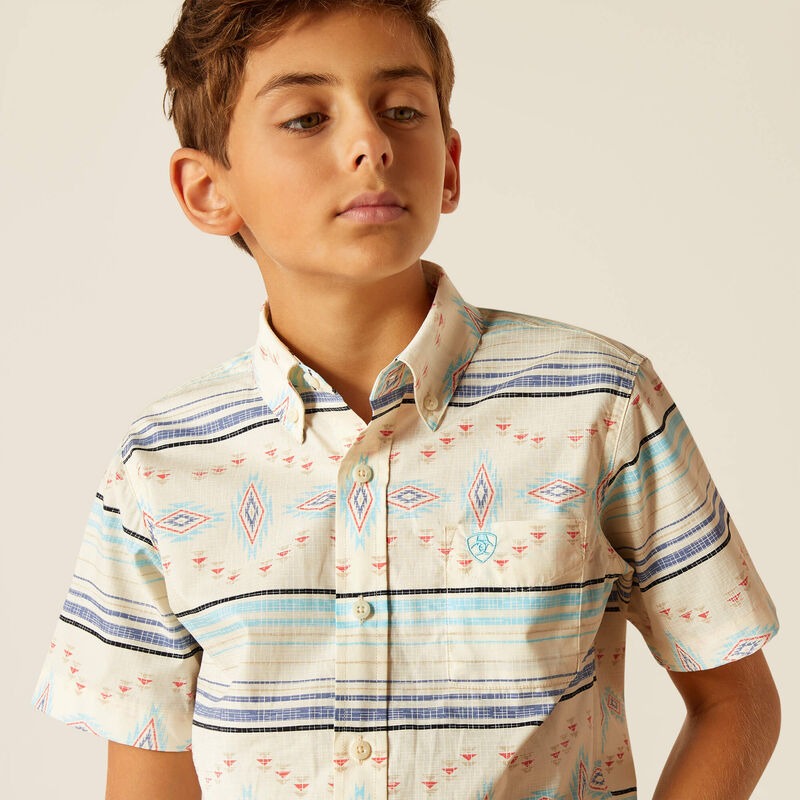 Ariat Boy's Koda Classic Fit Short Sleeve Shirt - Sandshell