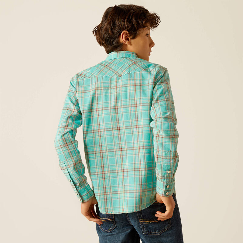 Ariat Boy's Hudsyn Retro Snap Shirt - Blue Turquoise