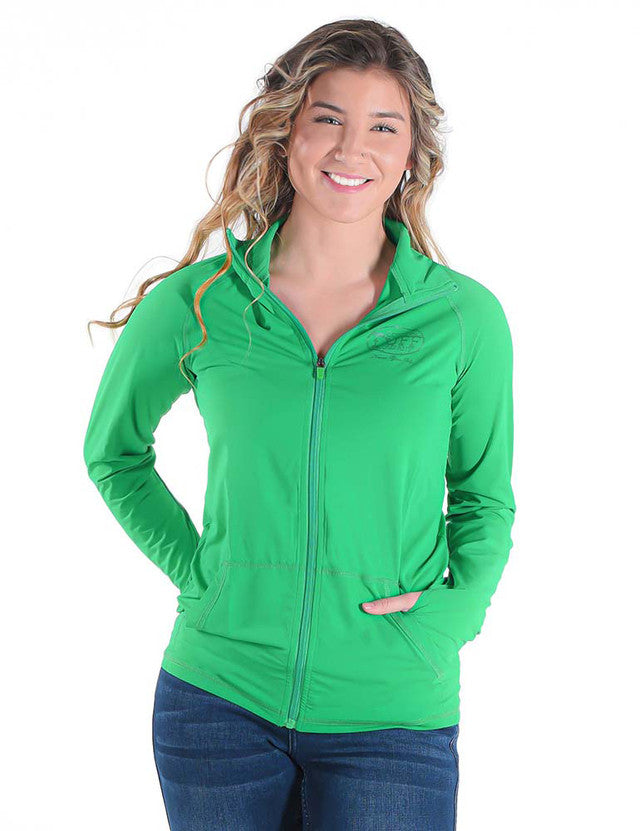 Cowgirl Tuff Breathe Instand Cooling Full Zip-Money Green