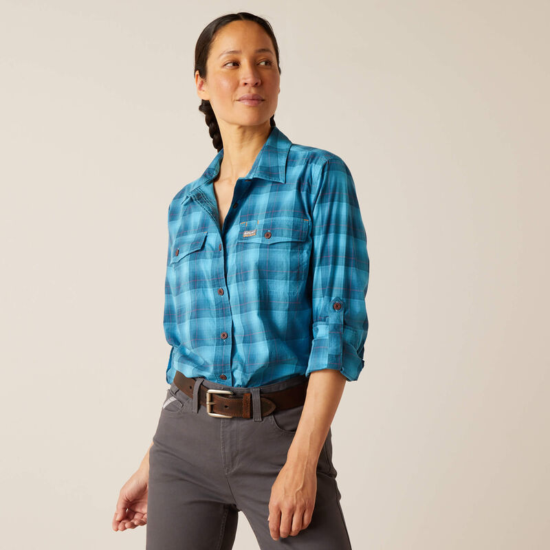 Ariat Women's Rebar Made Tough DuraStretch Work Shirt - Blue Plaid