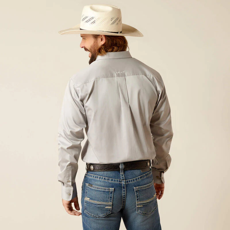 Ariat Men's Team Logo Twill Fitted Long Sleeve Shirt - Light Grey