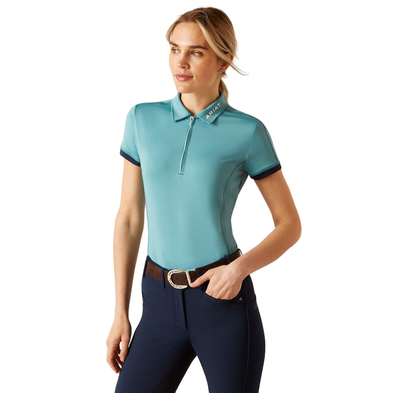 Ariat Women's Bandera 1/4 Zip Polo Shirt - Brittany Blue