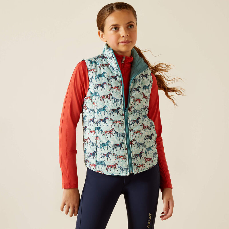 Ariat Girl's Bella Reversible Insulated Vest - Painted Ponies/Brittany Bllue