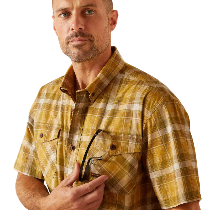 Ariat Men's Rebar Made Tough DuraStretch Work Shirt - Dried Tobacco Plaid
