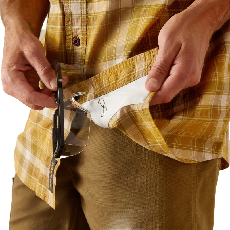 Ariat Men's Rebar Made Tough DuraStretch Work Shirt - Dried Tobacco Plaid