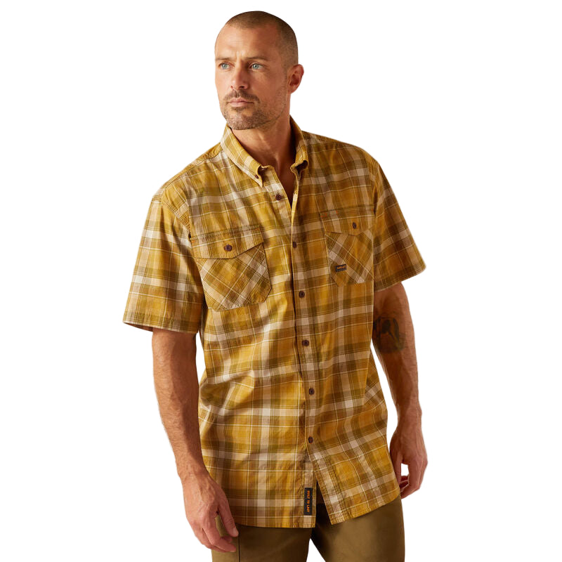 Ariat Men's Rebar Made Tough DuraStretch Work Shirt - Dried Tobacco Plaid