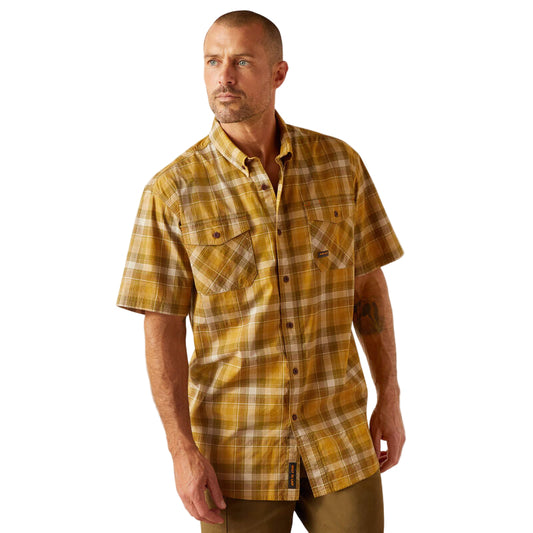 Ariat Men's Rebar Made Tough DuraStretch Work Shirt - Dried Tobacco Plaid