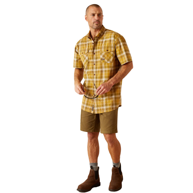 Ariat Men's Rebar Made Tough DuraStretch Work Shirt - Dried Tobacco Plaid