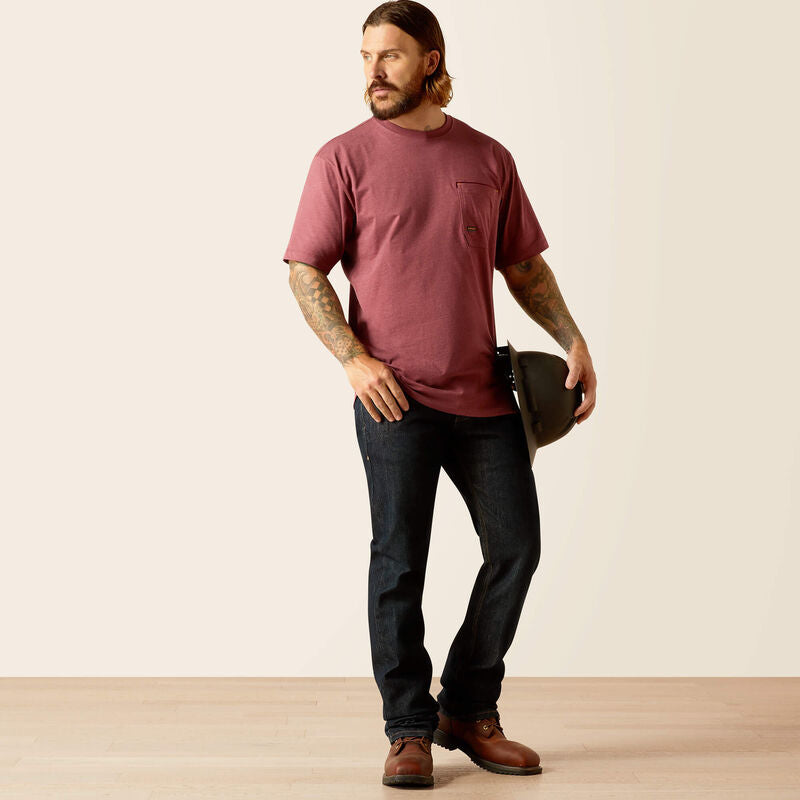Ariat Men's Rebar Workman American Scream T-Shirt - Burgundy Heather