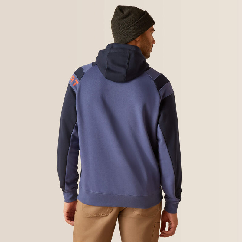 Ariat Men's Rebar Workman Color Block Logo Hoodie - Navy/Blue Indigo