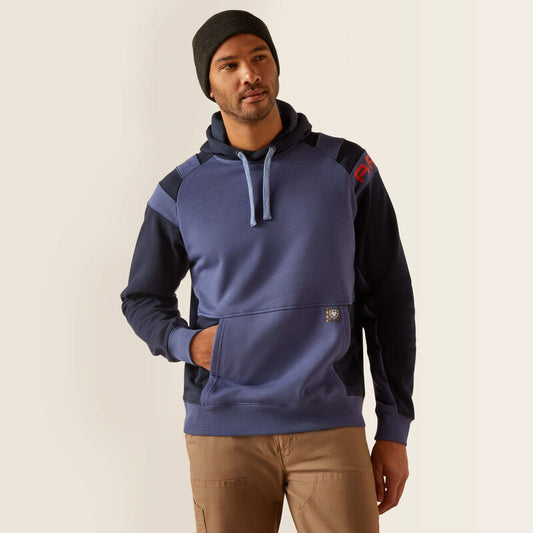 Ariat Men's Rebar Workman Color Block Logo Hoodie - Navy/Blue Indigo