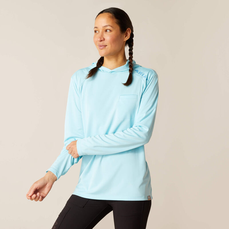 Ariat Women's Rebar Sunblocker Hooded T-Shirt - Arctic Blue