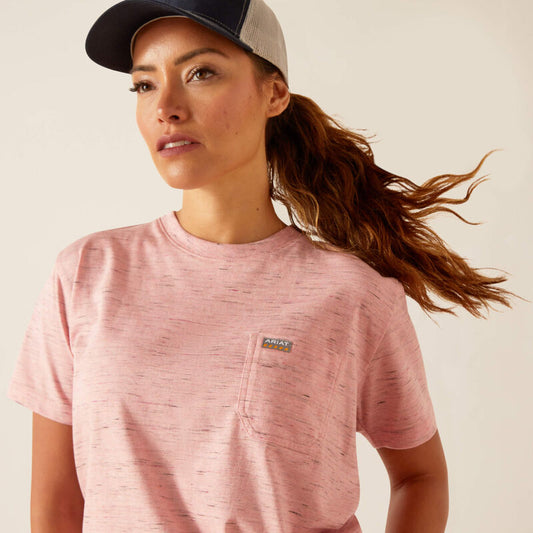 Ariat Women's Rebar Cotton Strong Space Dye T-Shirt - Mauveglow Space Dye