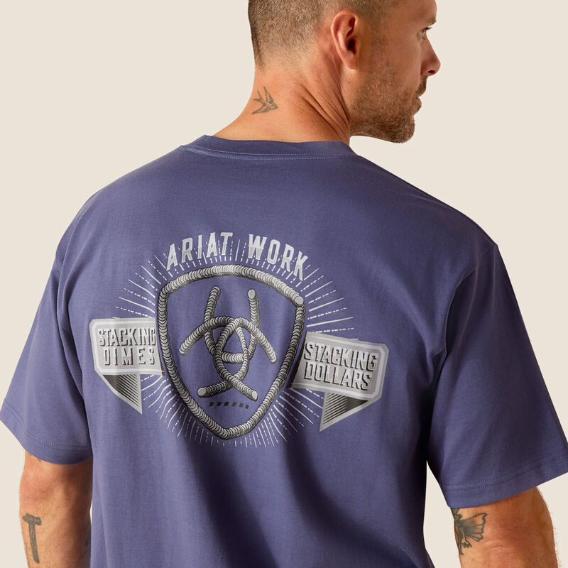 Ariat Men's Rebar Cotton Strong Stacking Dimes Shirt - Blue Indigo
