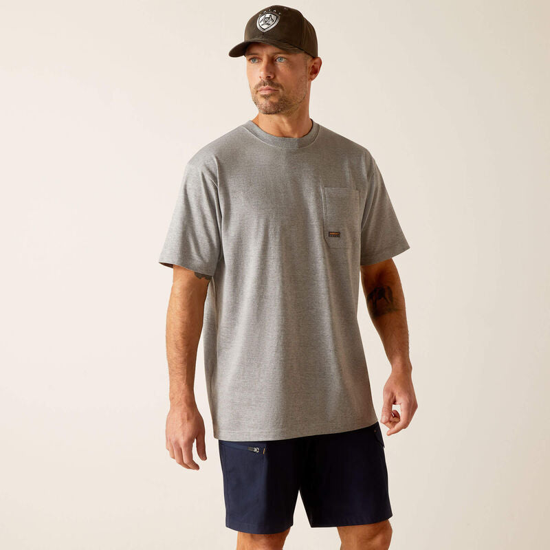 Ariat Men's Rebar Cotton Strong Burning Rubber Shirt - Heather Grey