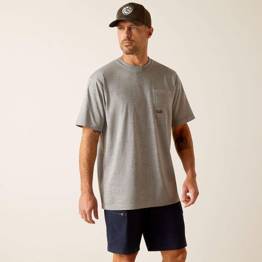Ariat Men's Rebar Cotton Strong Burning Rubber Shirt - Heather Grey