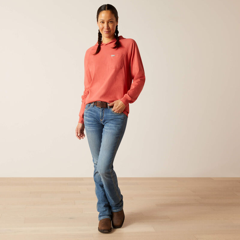 Ariat Women's Rebar Cotton Strong Hooded T-Shirt - Mineral Red