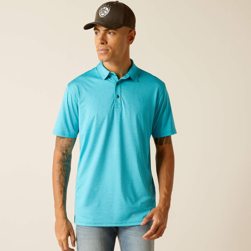 Ariat Men's Charger 2.0 Fitted Polo Shirt - Turquoise Reef