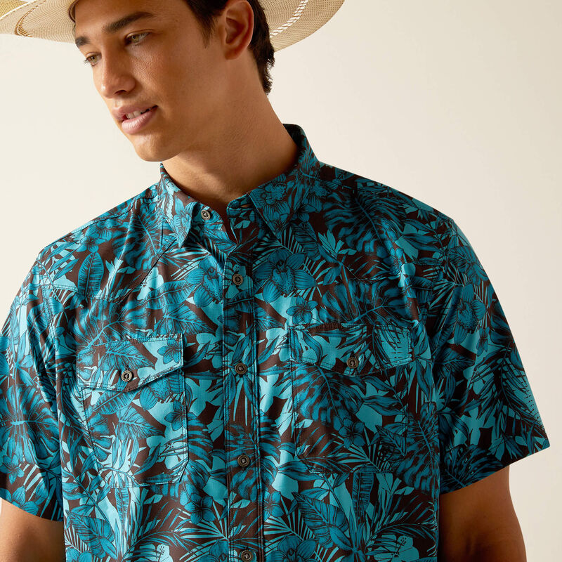 Ariat Men's VentTEK Fitted Short Sleeve Western Shirt - Black