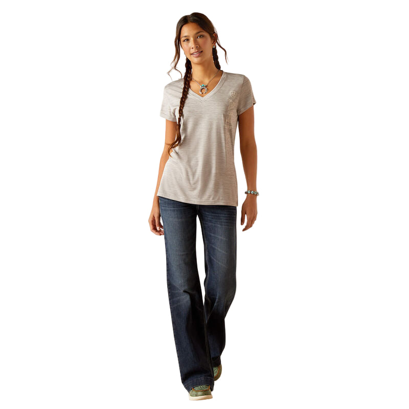 Ariat Women's Laguna Logo Short Sleeve Baselayer - Alloy