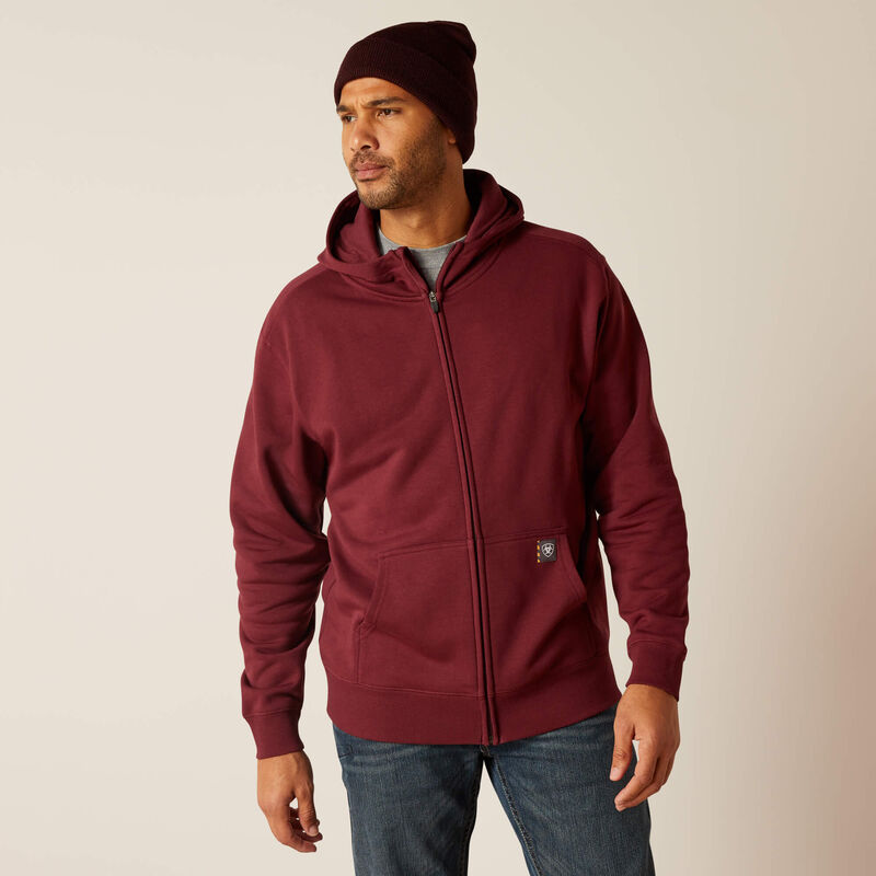 Ariat Men's Rebar Born For This Full Zip Hoodie - Burgundy