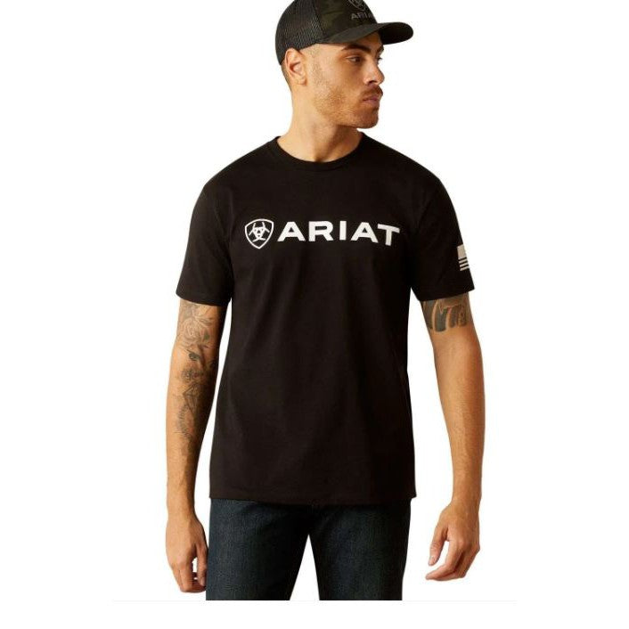 Ariat Men's  Shield Flag Short Sleeve Graphic Tee Shirt - Black