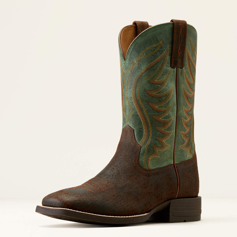 Ariat Men's Amos Cowboy Boots - Rockweed Brown/Surf Green