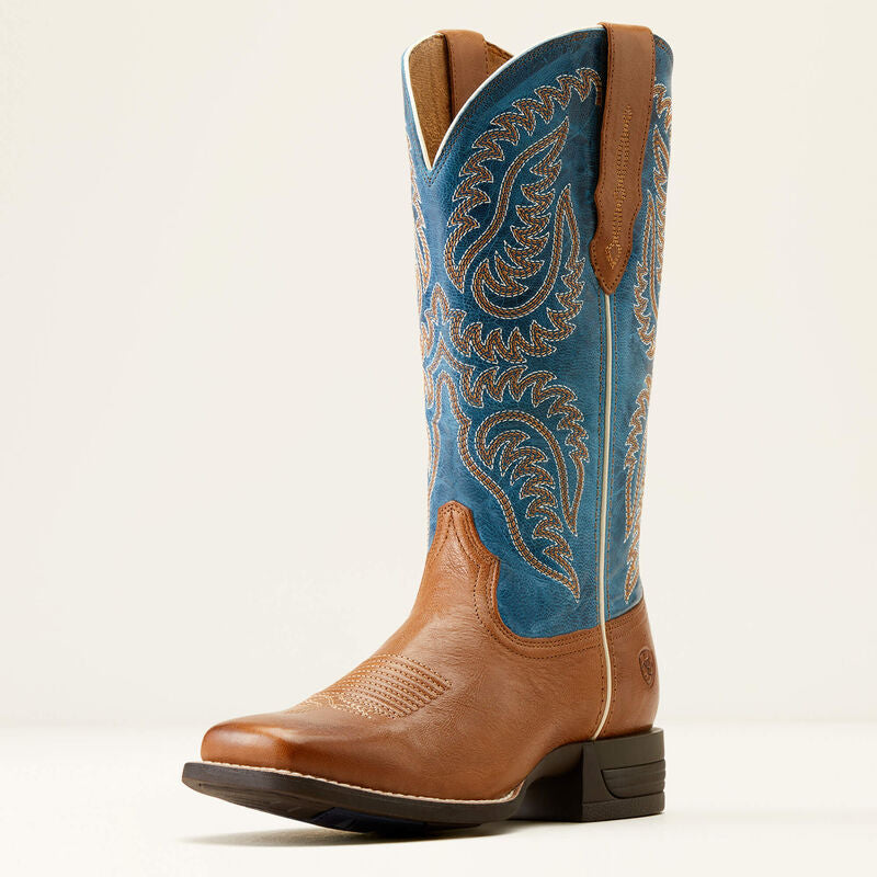 Ariat Women's Cattle Caite Stretchfit Western Boots - Roasted Peanut/Regatta Blue