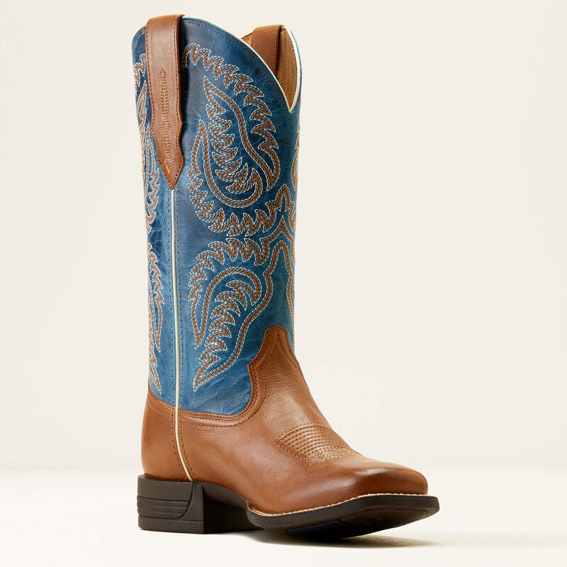 Ariat Women's Cattle Caite Stretchfit Western Boots - Roasted Peanut/Regatta Blue