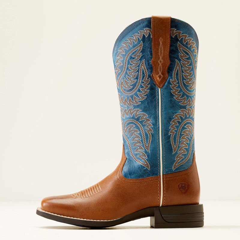 Ariat Women's Cattle Caite Stretchfit Western Boots - Roasted Peanut/Regatta Blue