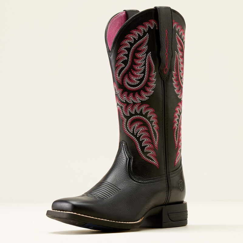 **Ariat Women's Cattle Caite Stretchfit Western Boots - Black Deertan/Madison Avenue