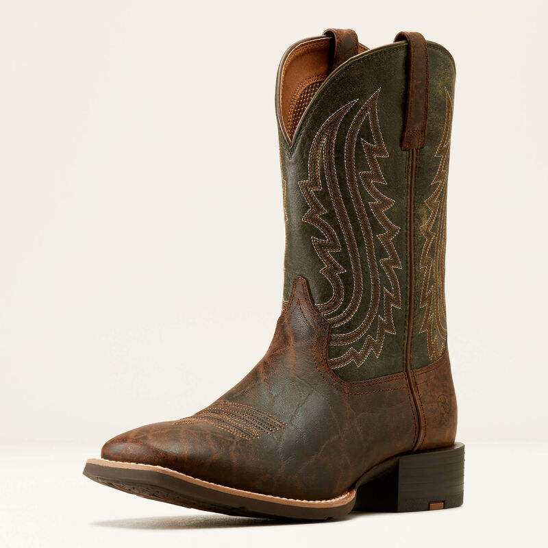 Ariat Men's Sport Big Country Western Boots - Mahogany Elephant Print/Forest Green