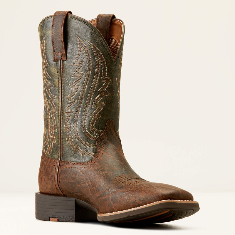 Ariat Men's Sport Big Country Western Boots - Mahogany Elephant Print/Forest Green