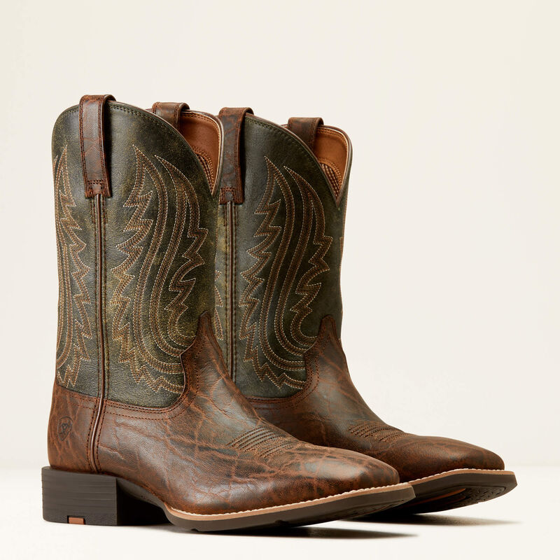 Ariat Men's Sport Big Country Western Boots - Mahogany Elephant Print/Forest Green