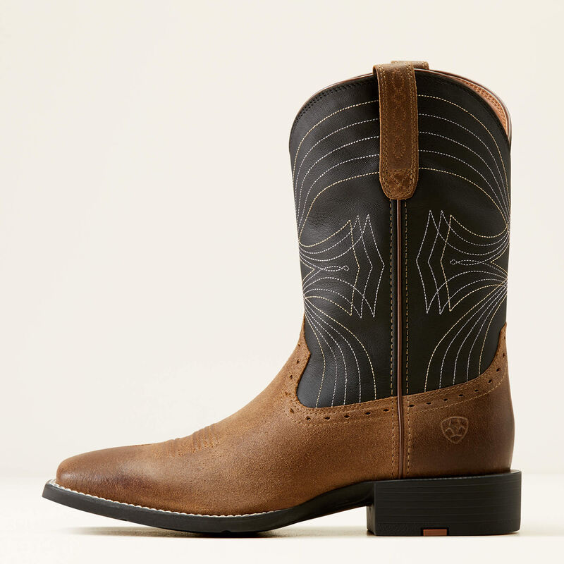 Ariat Men's Sport Wide Square Toe Western Boots - Barley Brown/Matte Black