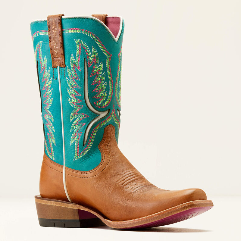 Ariat Women's Futurity Colt Western Boots - Tan Patina/Cenote Blue
