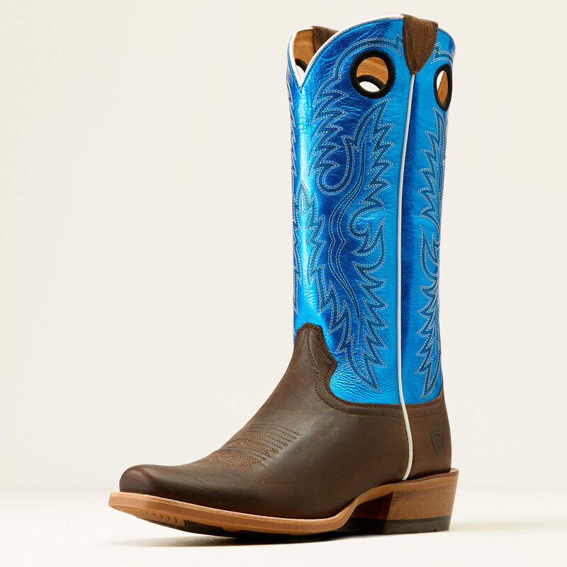 Ariat Men's Ringer Cowboy Boot - Tobacco Toffee/Bright Blue Patent