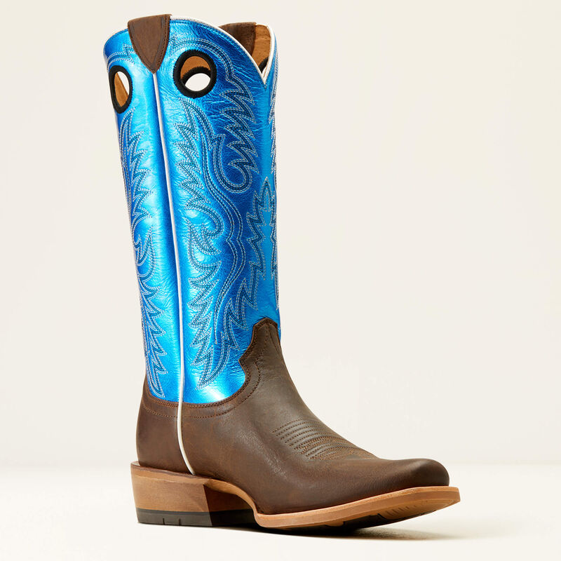 Ariat Men's Ringer Cowboy Boot - Tobacco Toffee/Bright Blue Patent