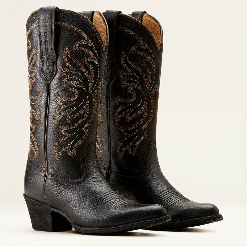 Ariat Women's Heritage J Toe Stretchfit Western Boots - Black Deertan