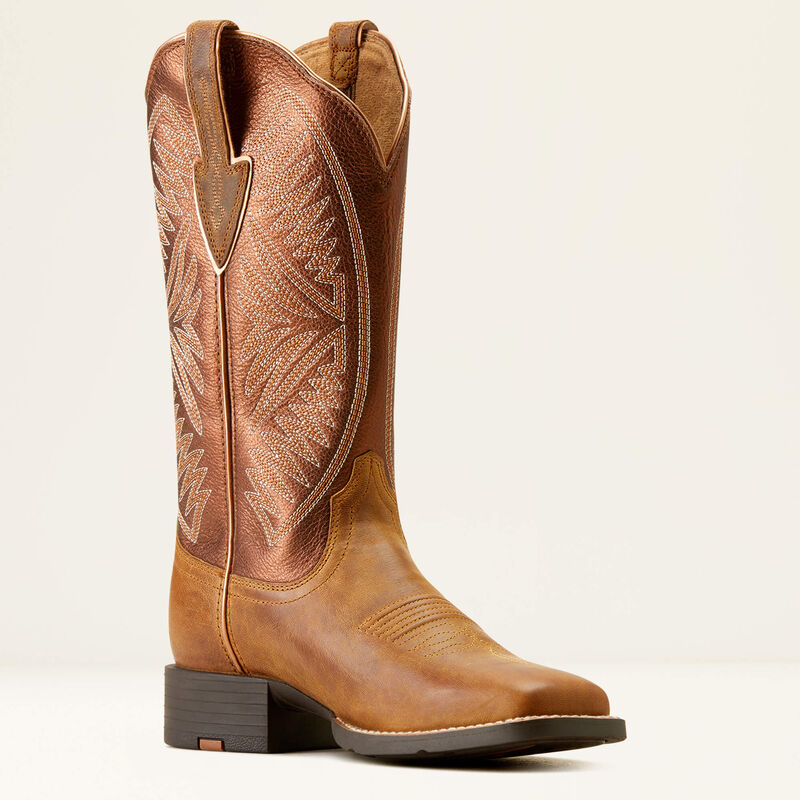 Ariat Women's Round Up Ruidoso Western Boots - Pearl/Burnished Chestnut