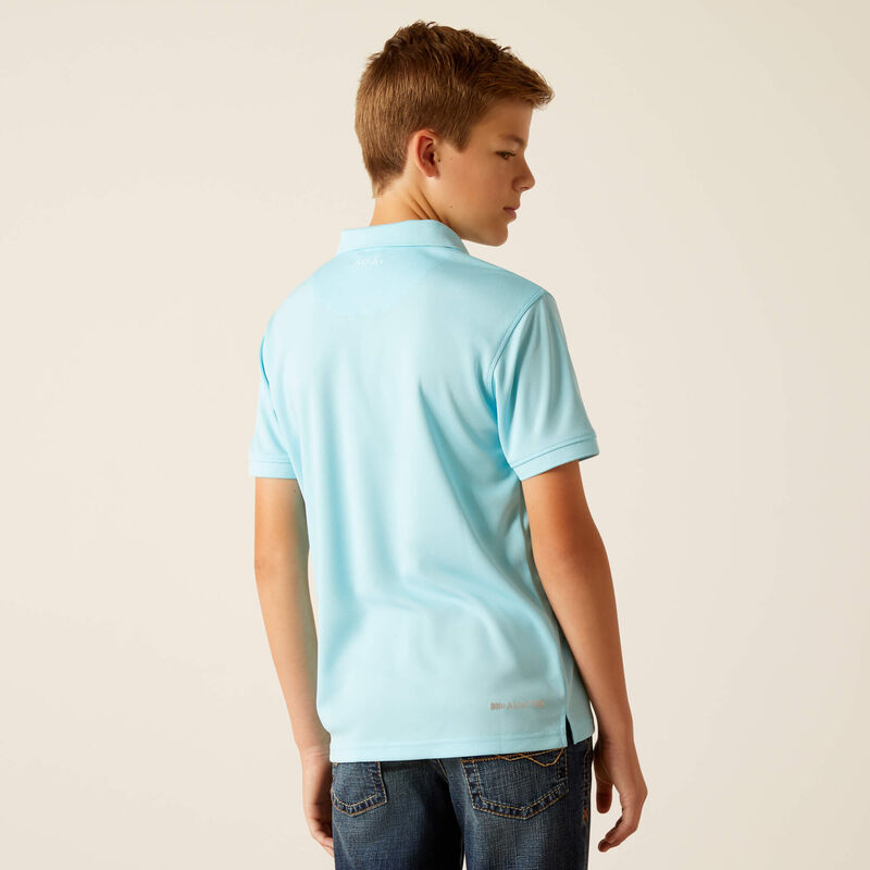 Ariat Boy's Tek Polo Short Sleeve Shirt - Aqua