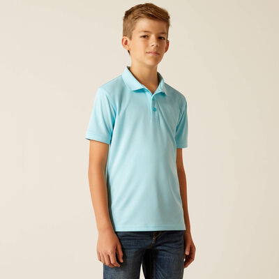 Ariat Boy's Tek Polo Short Sleeve Shirt - Aqua